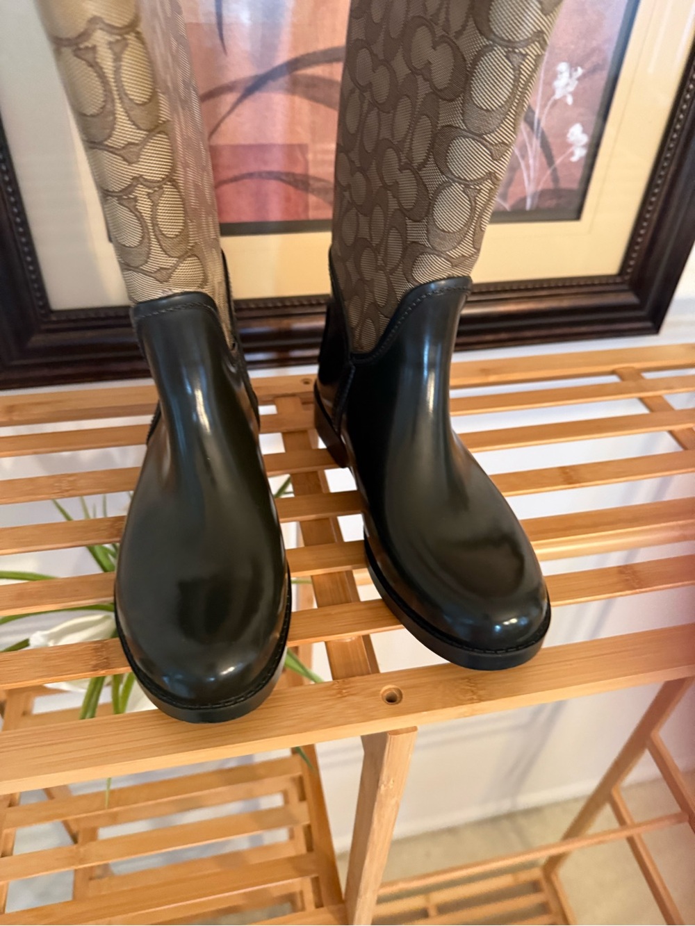 Coach Black Glossy Short Rain Booties